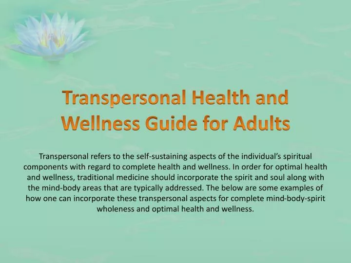 transpersonal health and wellness guide for adults