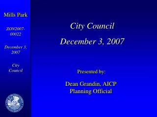 City Council December 3, 2007