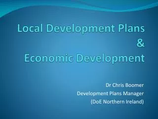 Local Development Plans &amp; Economic Development