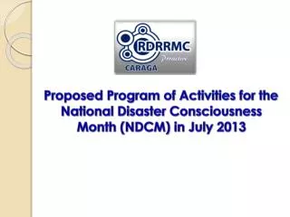 Proposed Program of Activities for the Observance of NDCM in July 2013