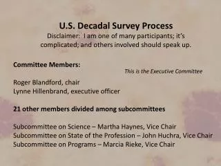 U.S. Decadal Survey Process