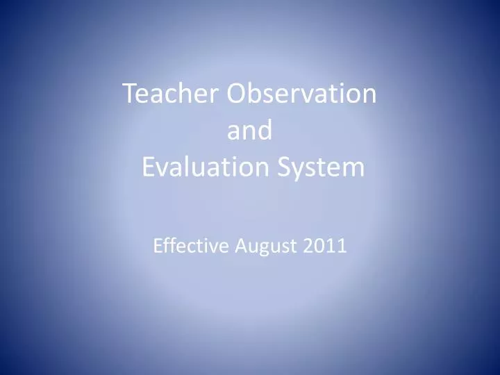 teacher observation and evaluation system