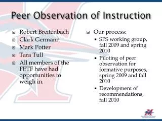Peer Observation of Instruction