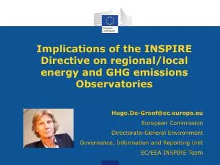 Implications of the INSPIRE Directive on regional/local energy and GHG emissions Observatories