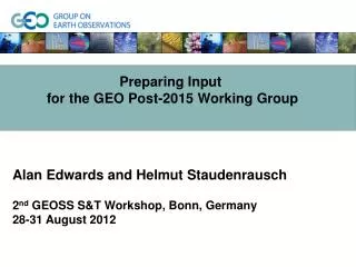 Preparing Input for the GEO Post-2015 Working Group