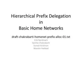 Hierarchical Prefix Delegation in Basic Home Networks