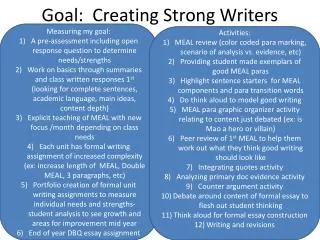 Goal: Creating Strong Writers