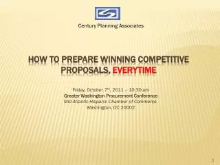 How to Prepare Winning Competitive ProposalS , EVERYTIME