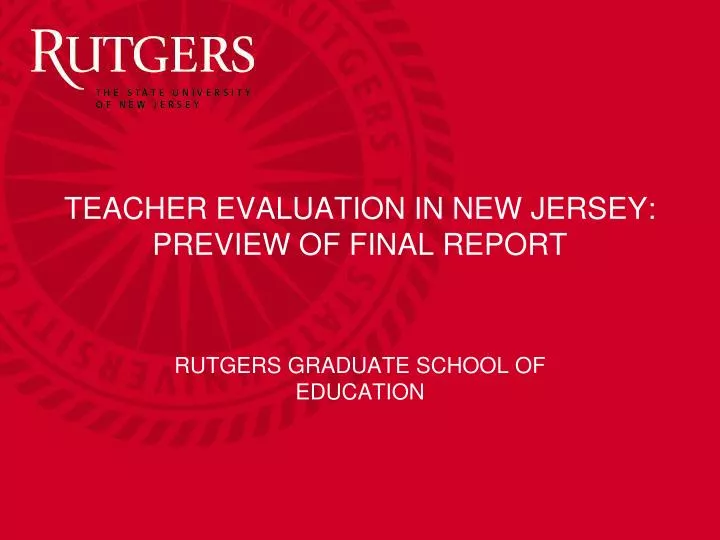 teacher evaluation in new jersey preview of final report