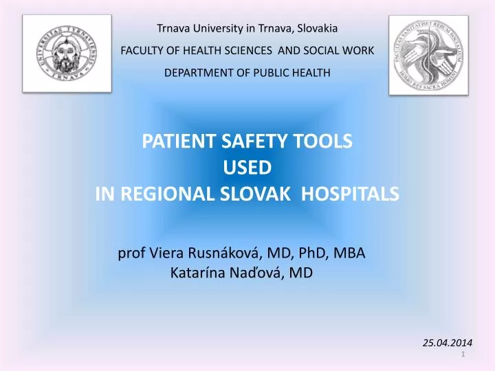 patient safety tools used in regional slovak hospitals