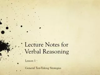Lecture Notes for Verbal Reasoning