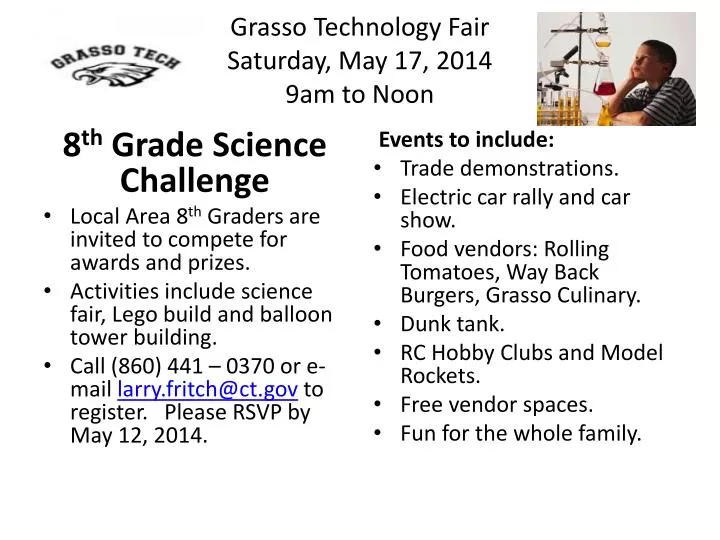 grasso technology fair saturday may 17 2014 9am to noon