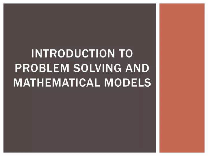 introduction to problem solving and mathematical models