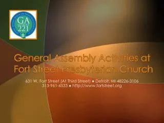 General Assembly Activities at Fort Street Presbyterian Church