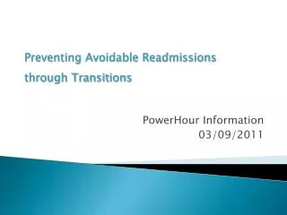 PowerHour Information 03/09/2011