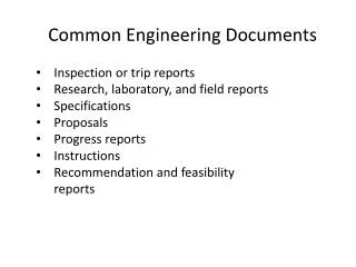Common Engineering Documents