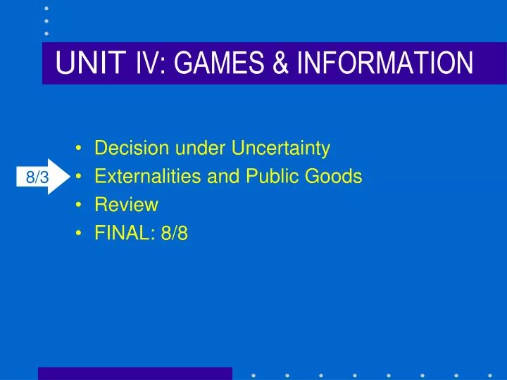 unit iv games information