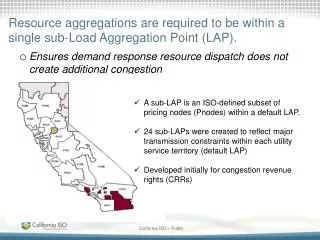 Resource aggregations are required to be within a single sub-Load Aggregation Point (LAP).