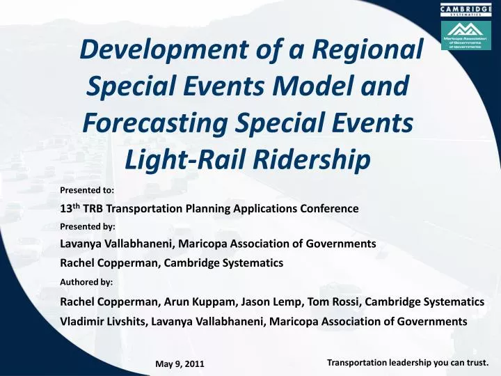 development of a regional special events model and forecasting special events light rail ridership