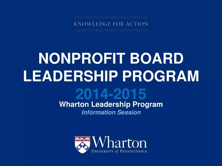 nonprofit board leadership program 2014 2015