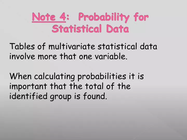 note 4 probability for statistical data