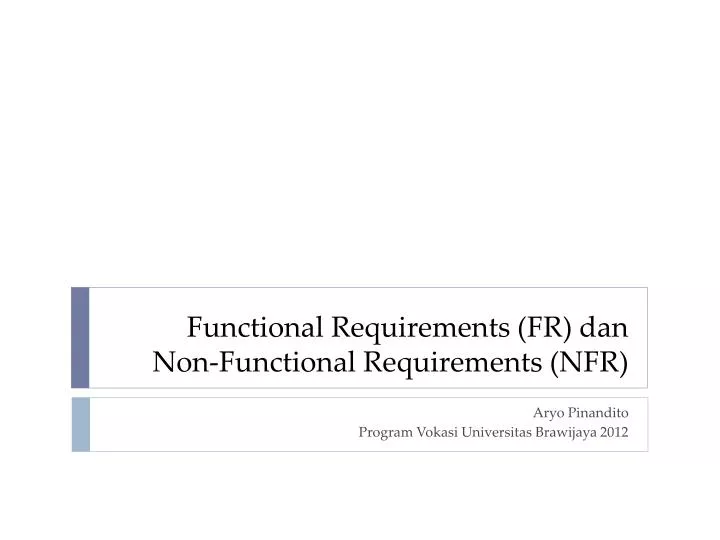 functional requirements fr dan non functional requirements nfr