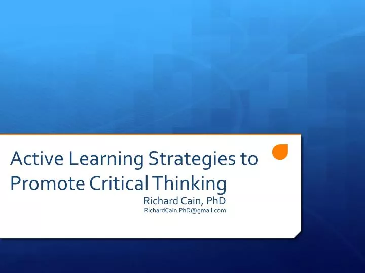 active learning strategies to promote critical thinking