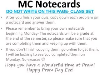 mc notecards