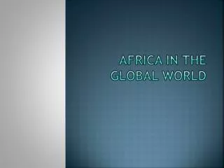 Africa in the Global World