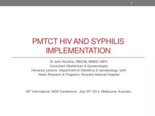 PMTCT HIV and syphilis Implementation