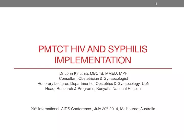 pmtct hiv and syphilis implementation