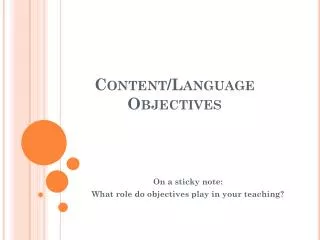 Content/Language Objectives