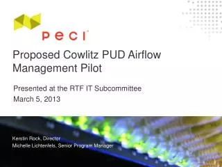 Proposed Cowlitz PUD Airflow Management Pilot