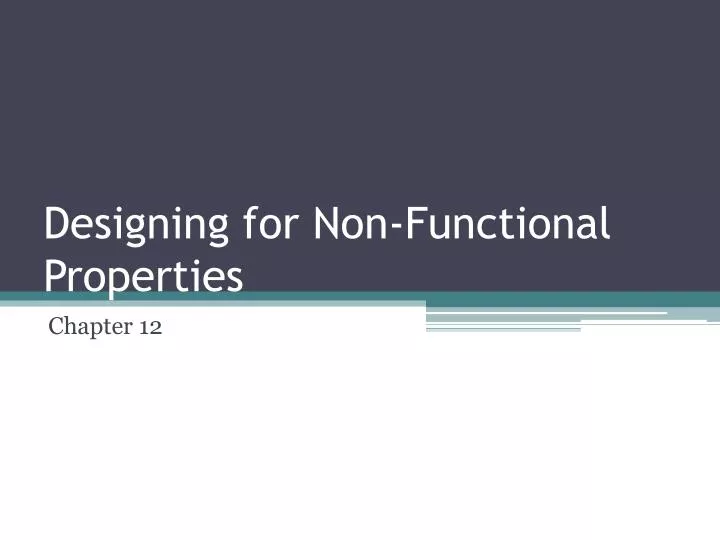 designing for non functional properties