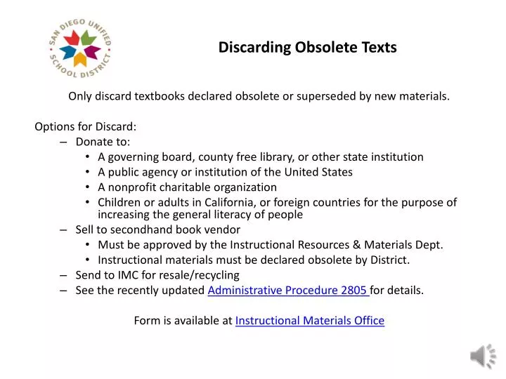 discarding obsolete texts