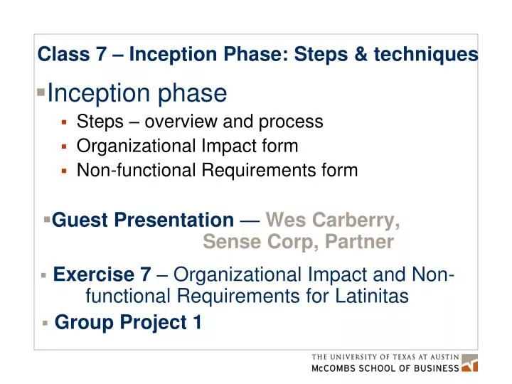 class 7 inception phase steps techniques