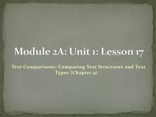 Module 2A: Unit 1: Lesson 17