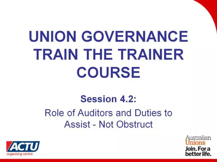 union governance train the trainer course