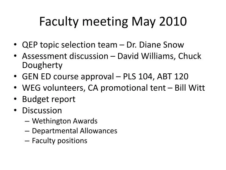faculty meeting may 2010