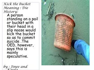 Kick the bucket Meaning : Die