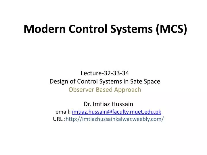 modern control systems mcs