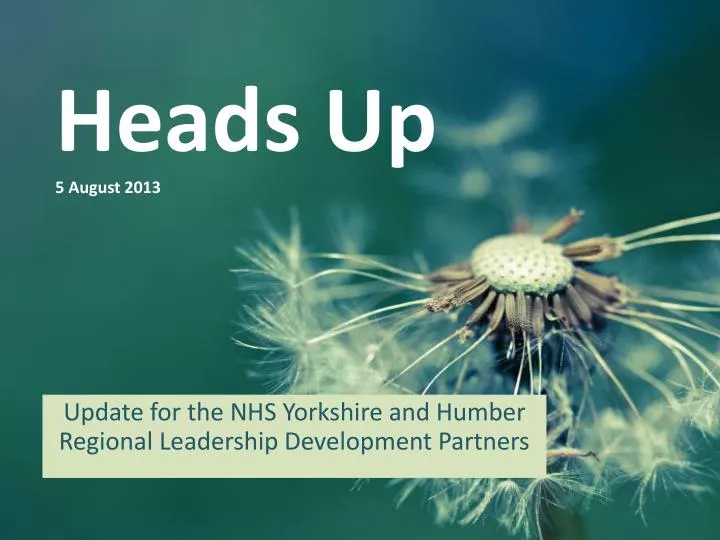 heads up 5 august 2013