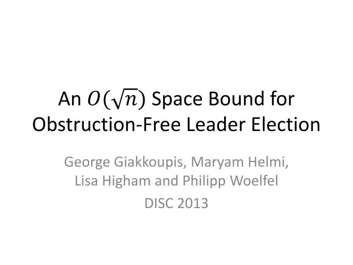 an space bound for obstruction free leader election