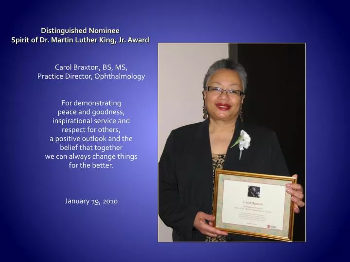 distinguished nominee spirit of dr martin luther king jr award