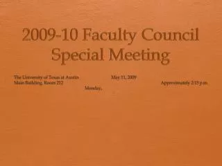 2009-10 Faculty Council Special Meeting