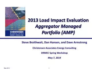 2013 Load Impact Evaluation Aggregator Managed Portfolio (AMP )
