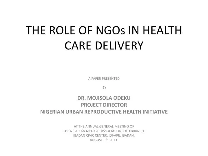 the role of ngos in health care delivery