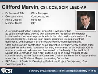 Clifford Marvin , CSI, CCS, SCIP, LEED-AP