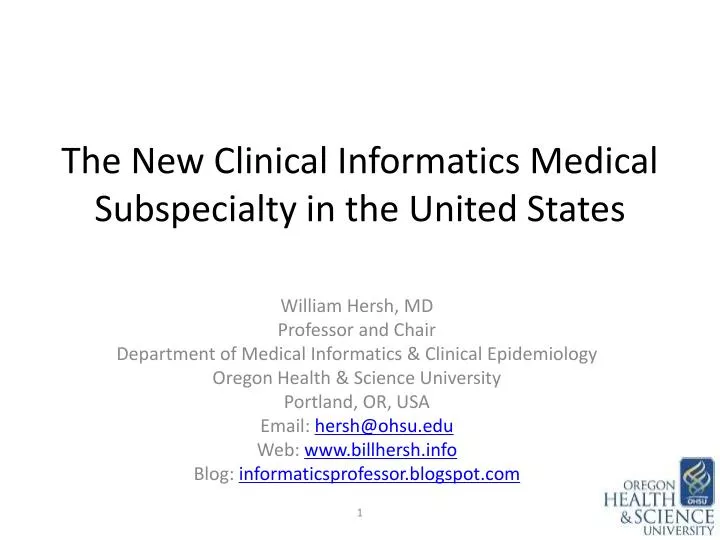 the new clinical informatics medical subspecialty in the united states