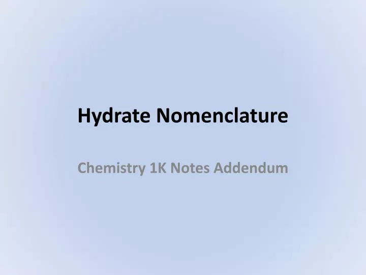 hydrate nomenclature